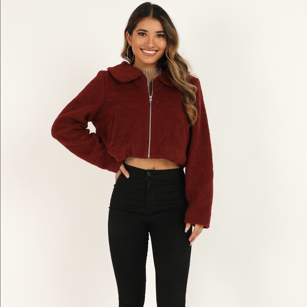 Showpo Forever Cuddling Teddy Jacket in Wine